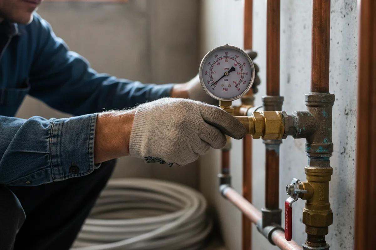 Pressure testing a repaired line during Water Line Repair in Closplint